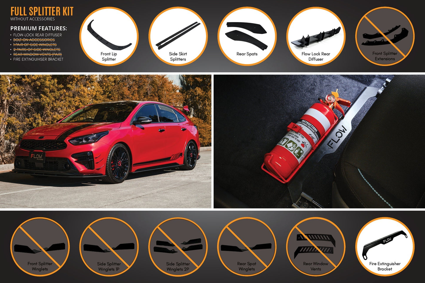 Flow Designs Cerato GT Hatch PFL Full Lip Splitter Set