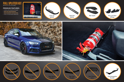 Flow Designs S3 8V Sedan Facelift Full Lip Splitter Set