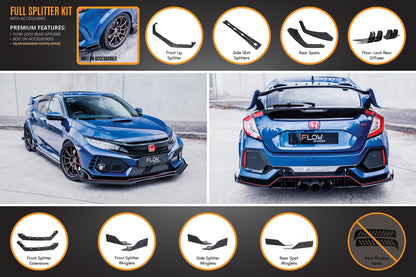 Flow Designs FK8 Civic Type R Full Lip Splitter Set