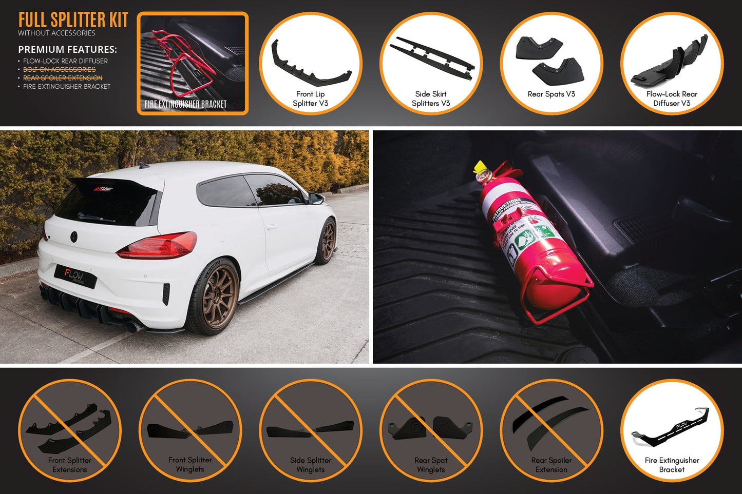 Flow Designs Scirocco R FL V3 Full Lip Splitter Set