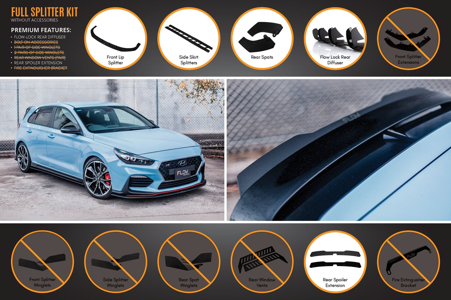 Flow Designs i30N Hatch PD (2018-2020) Full Lip Splitter Set