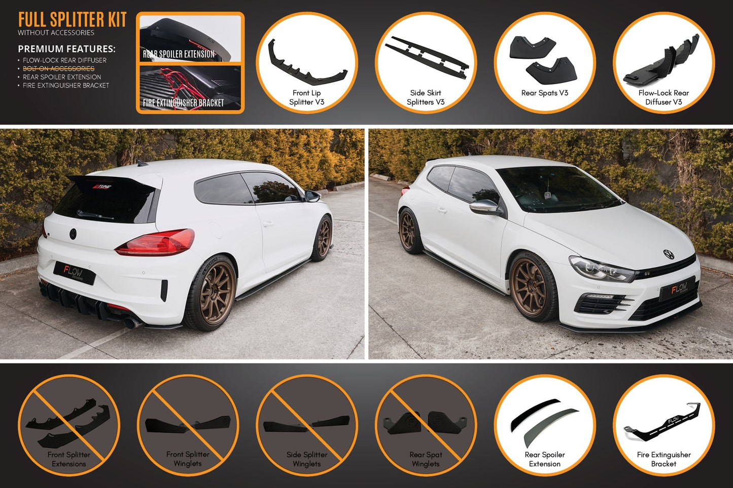 Flow Designs Scirocco R FL V3 Full Lip Splitter Set