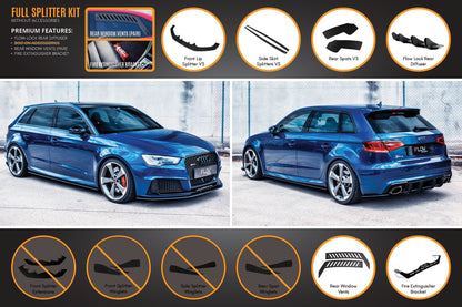 Flow Designs RS3 8V Sportback (Pre-Facelift) Full Lip Splitter Set
