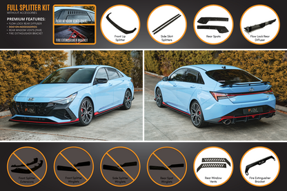 Flow Designs CN7 i30N Sedan 2021-2023 Full Lip Splitter Set