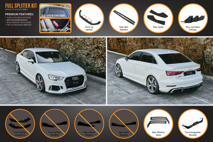 Flow Designs RS3 8V Sedan Facelift Full Lip Splitter Set