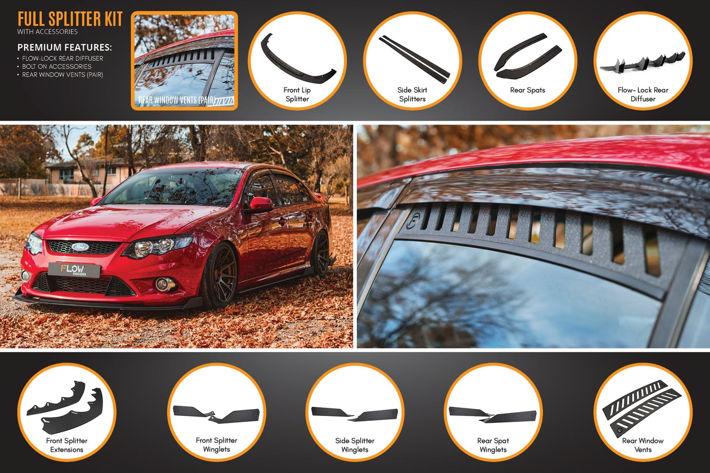 Flow Designs MK1 Falcon FG Full Lip Splitter Set