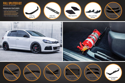 Flow Designs MK6 Golf R Full Lip Splitter Set WITHOUT Accessories