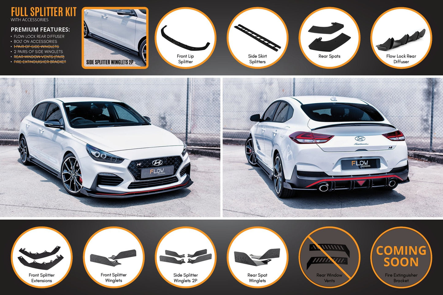 Flow Designs i30N Fastback PD Full Lip Splitter Set