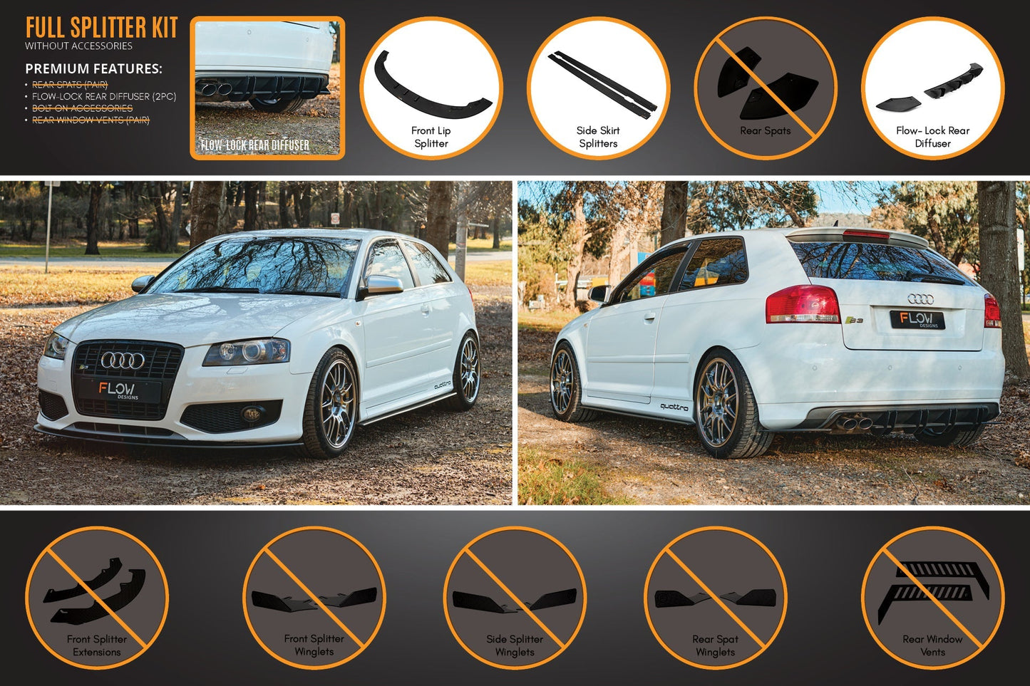 Flow Designs S3 8P Hatch (PFL) Full Lip Splitter Set