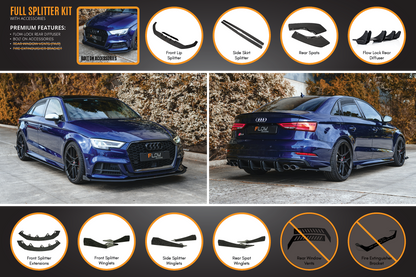 Flow Designs S3 8V Sedan Facelift Full Lip Splitter Set