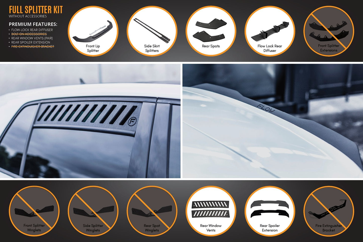 Flow Designs MK8 Golf GTI Full Lip Splitter Set