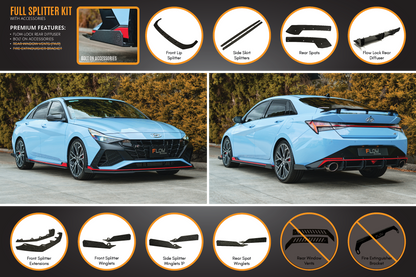 Flow Designs CN7 i30N Sedan 2021-2023 Full Lip Splitter Set