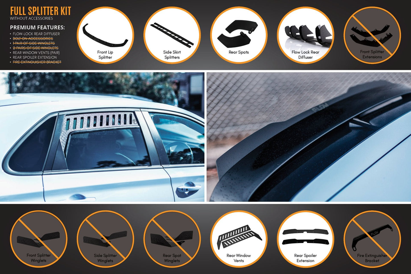 Flow Designs i30N Hatch PD (2018-2020) Full Lip Splitter Set