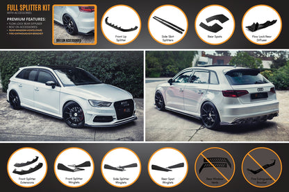 Flow Designs S3 8V Pre-Facelift Sportback Full Lip Splitter Set