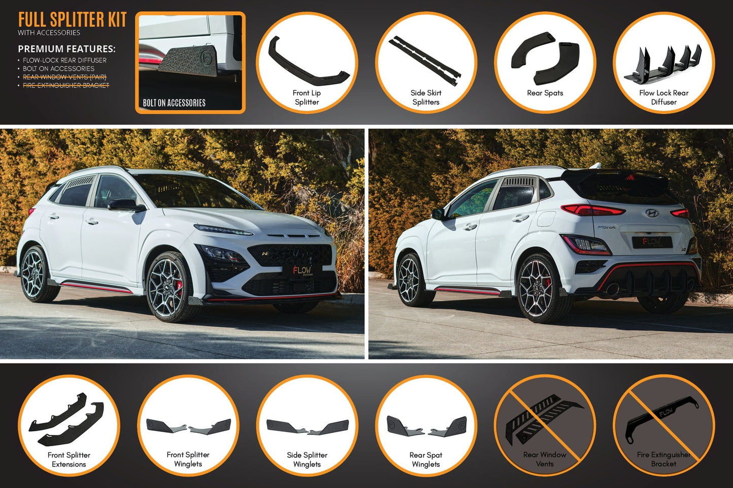 Flow Designs Kona N Full Lip Splitter Set