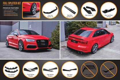 Flow Designs S3 8V Sedan Pre-Facelift V3 Full Lip Splitter Set