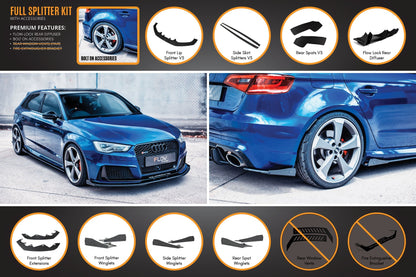 Flow Designs RS3 8V Sportback (Pre-Facelift) Full Lip Splitter Set
