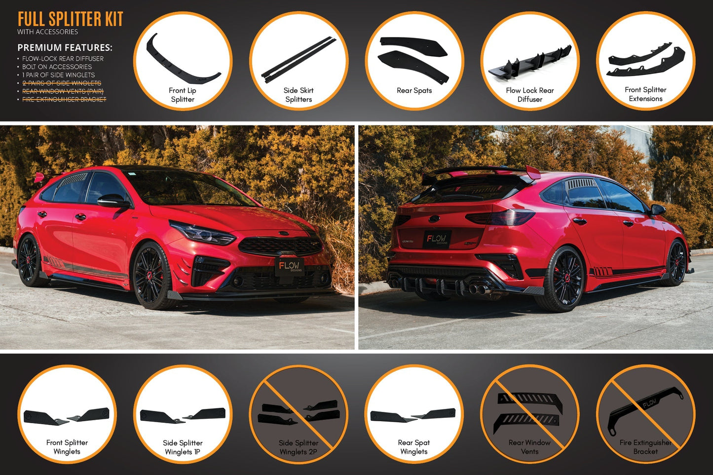 Flow Designs Cerato GT Hatch PFL Full Lip Splitter Set