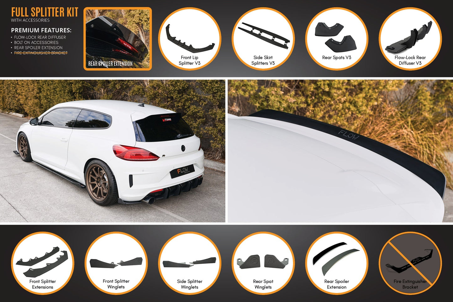 Flow Designs Scirocco R FL V3 Full Lip Splitter Set
