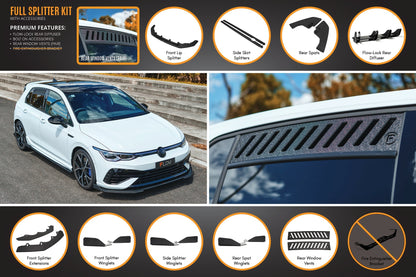 Flow Designs MK8 Golf R Full Lip Splitter Set