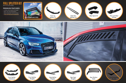 Flow Designs RS3 8V Sportback (Pre-Facelift) Full Lip Splitter Set