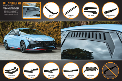 Flow Designs CN7 i30N Sedan 2021-2023 Full Lip Splitter Set