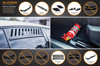 Flow Designs MK6 Golf R Full Lip Splitter Set WITHOUT Accessories