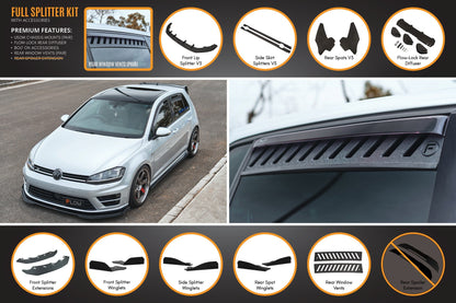 Flow Designs MK7 Golf R (USDM) Full Lip Splitter Set