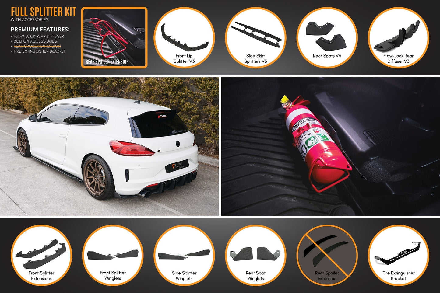Flow Designs Scirocco R FL V3 Full Lip Splitter Set