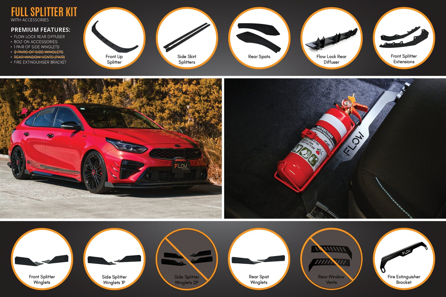 Flow Designs Cerato GT Hatch PFL Full Lip Splitter Set
