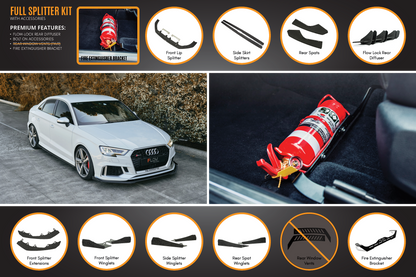 Flow Designs RS3 8V Sedan Facelift Full Lip Splitter Set