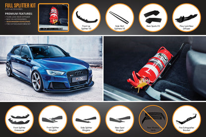 Flow Designs RS3 8V Sportback (Pre-Facelift) Full Lip Splitter Set