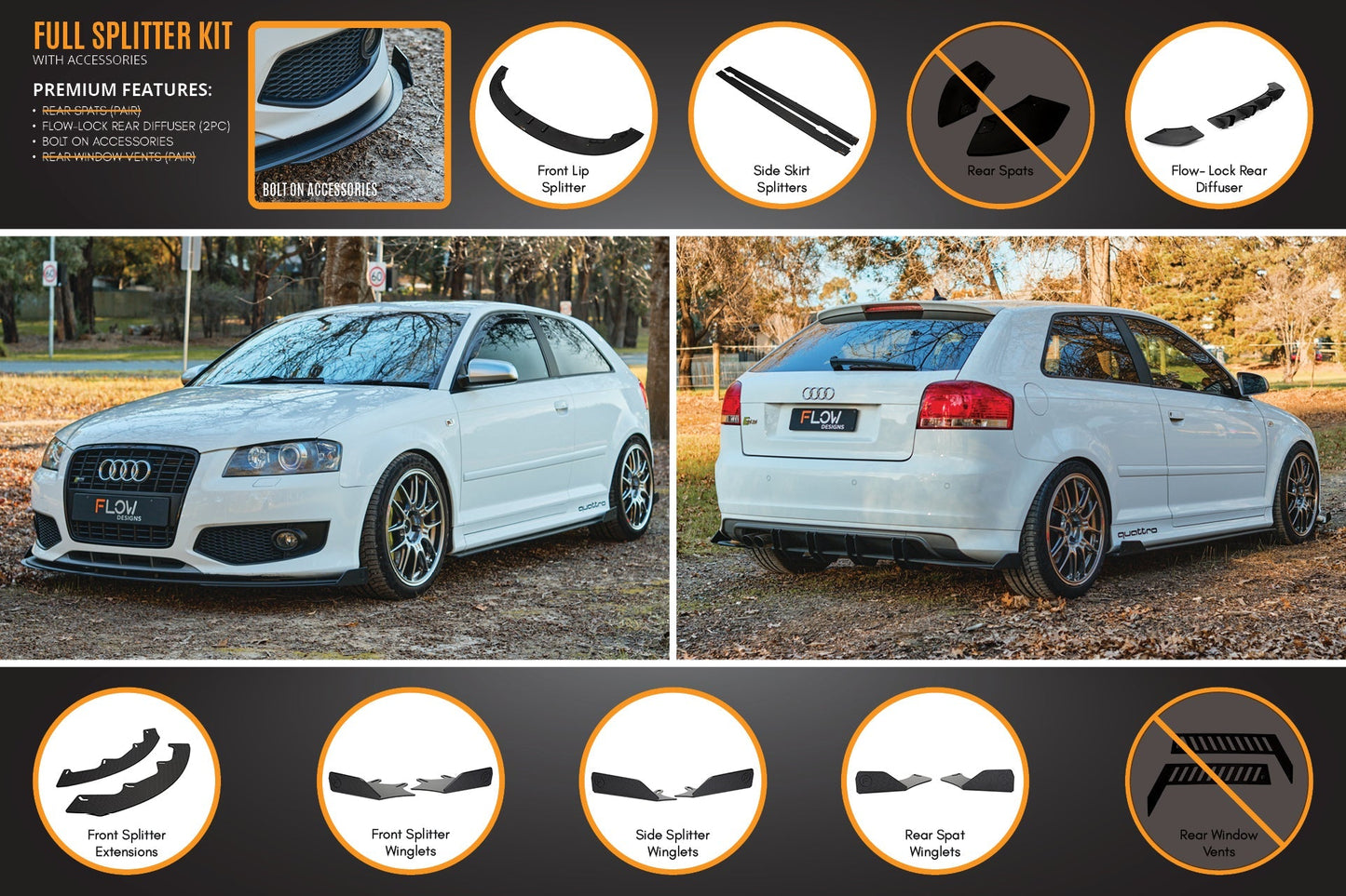 Flow Designs S3 8P Hatch (PFL) Full Lip Splitter Set