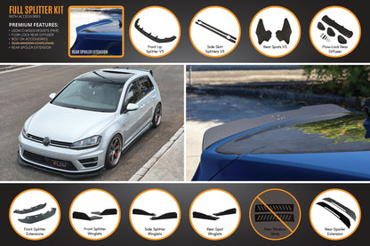 Flow Designs MK7 Golf R (USDM) Full Lip Splitter Set