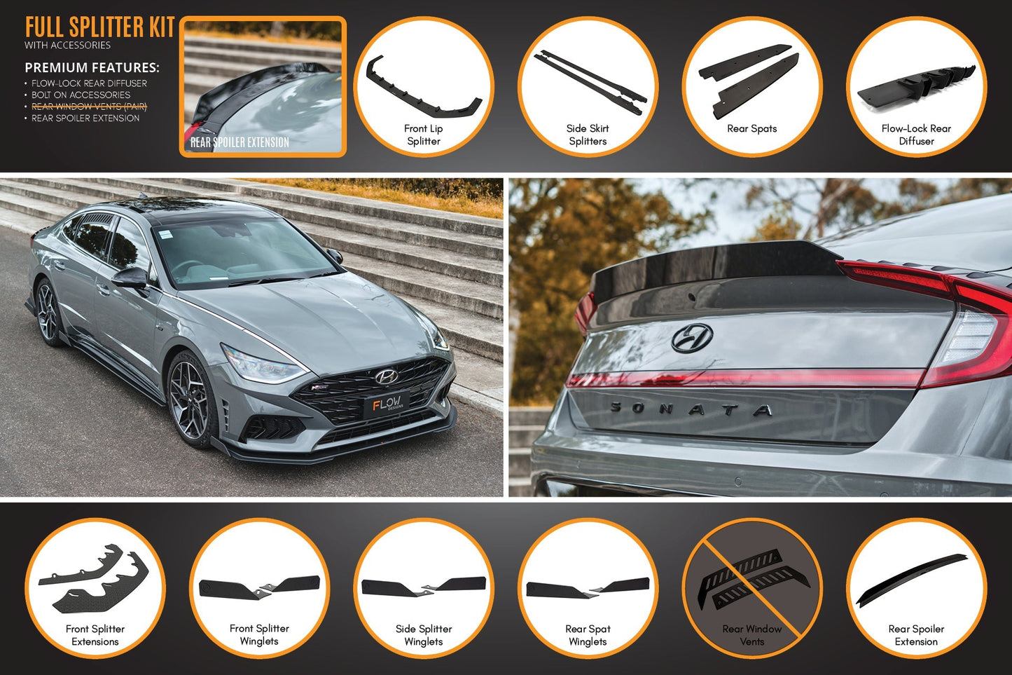 Flow Designs DN8 Sonata N Line 2020-2023 Full Lip Splitter Set