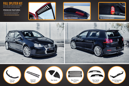 Flow Designs MK5 Golf R32 Full Lip Splitter Set