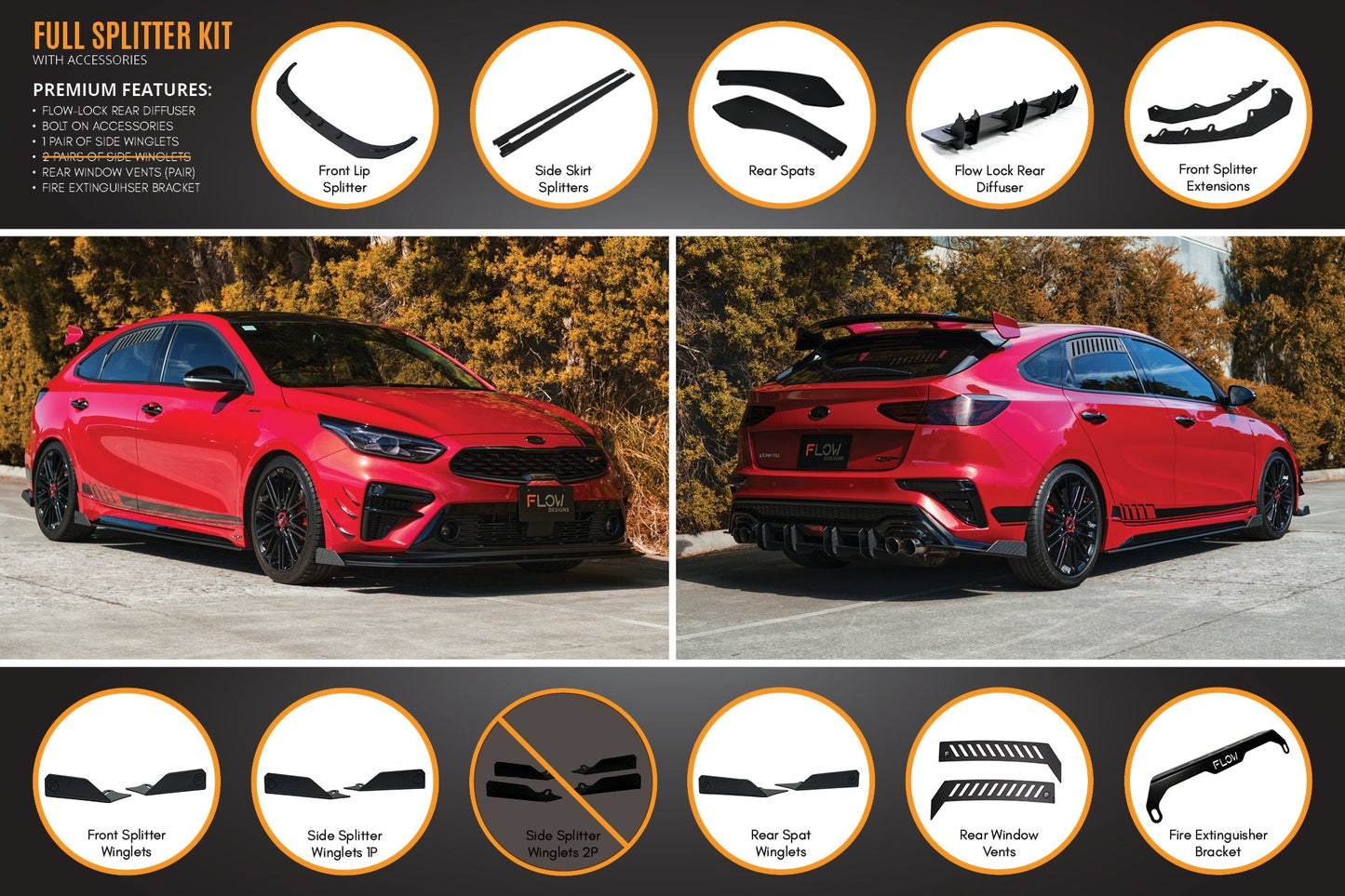 Flow Designs Cerato GT Hatch PFL Full Lip Splitter Set