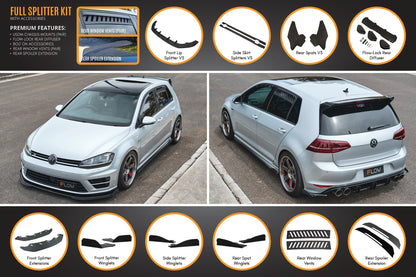 Flow Designs MK7 Golf R (USDM) Full Lip Splitter Set