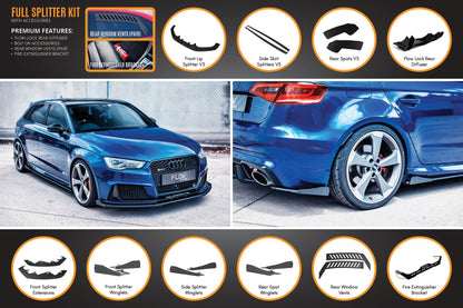 Flow Designs RS3 8V Sportback (Pre-Facelift) Full Lip Splitter Set