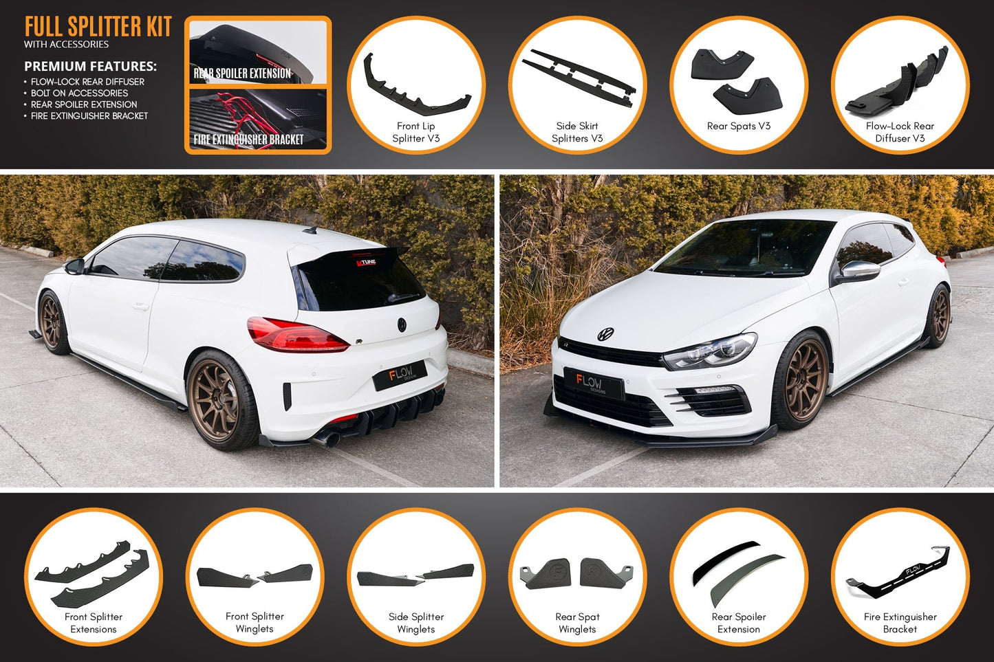 Flow Designs Scirocco R FL V3 Full Lip Splitter Set