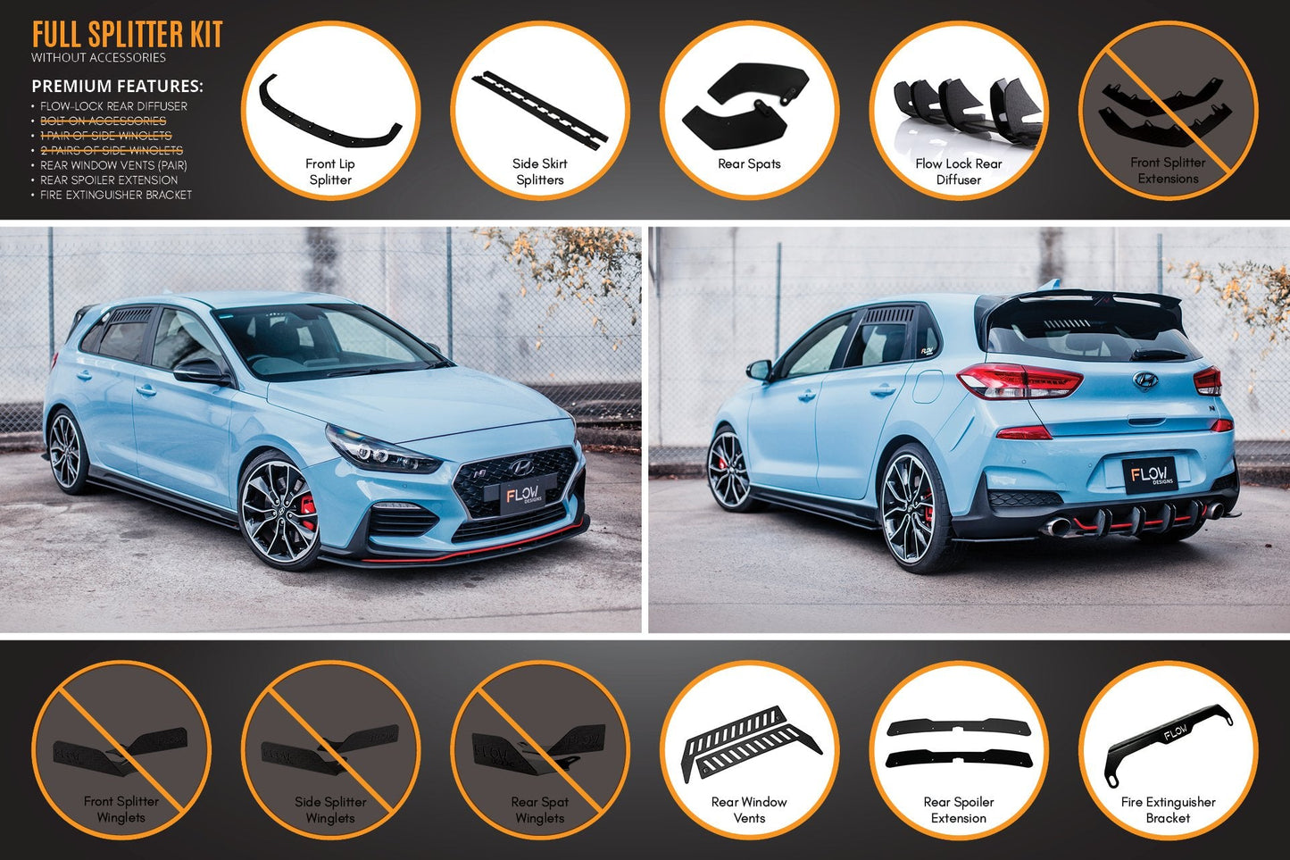 Flow Designs i30N Hatch PD (2018-2020) Full Lip Splitter Set