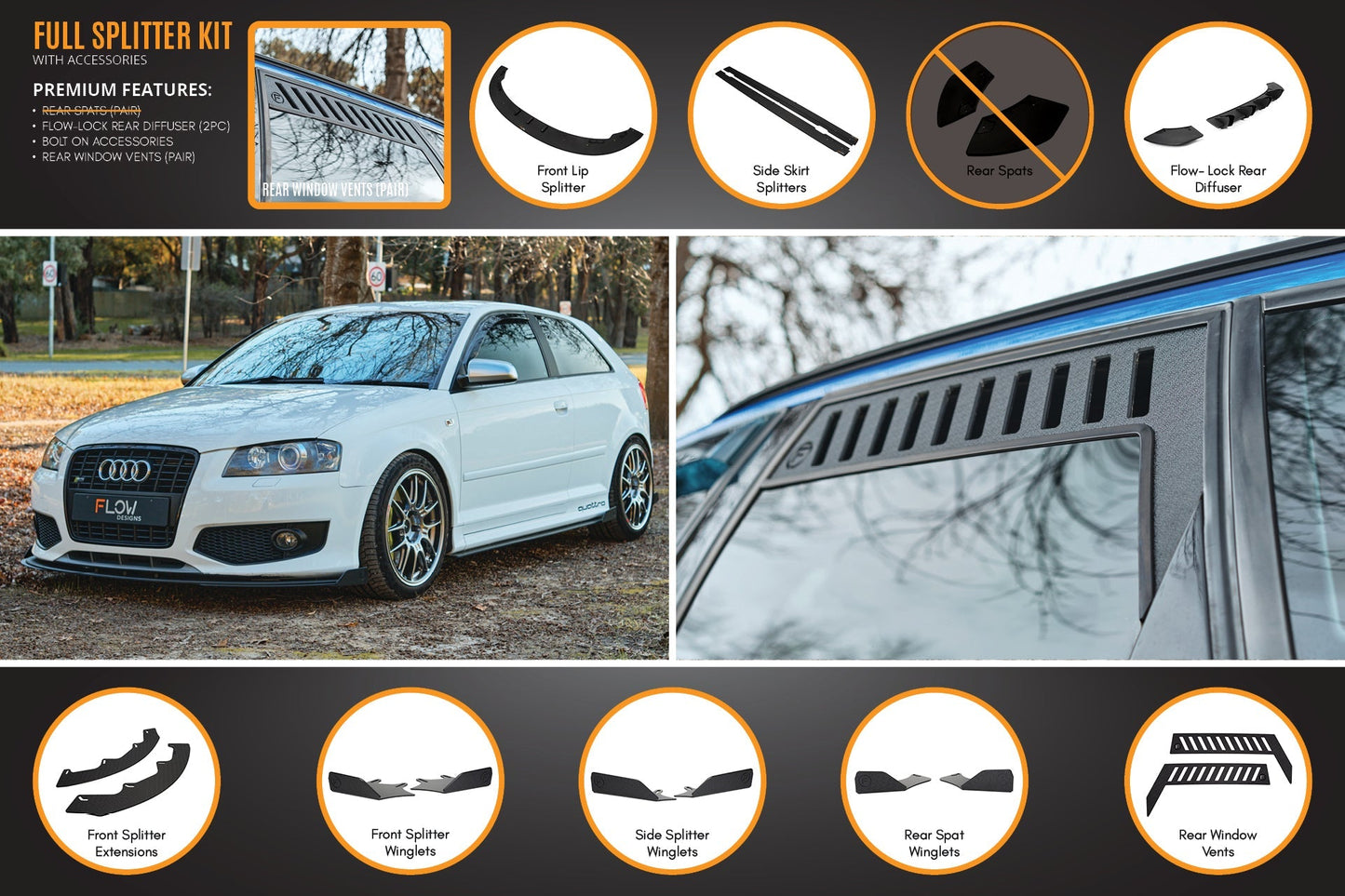 Flow Designs S3 8P Hatch (PFL) Full Lip Splitter Set