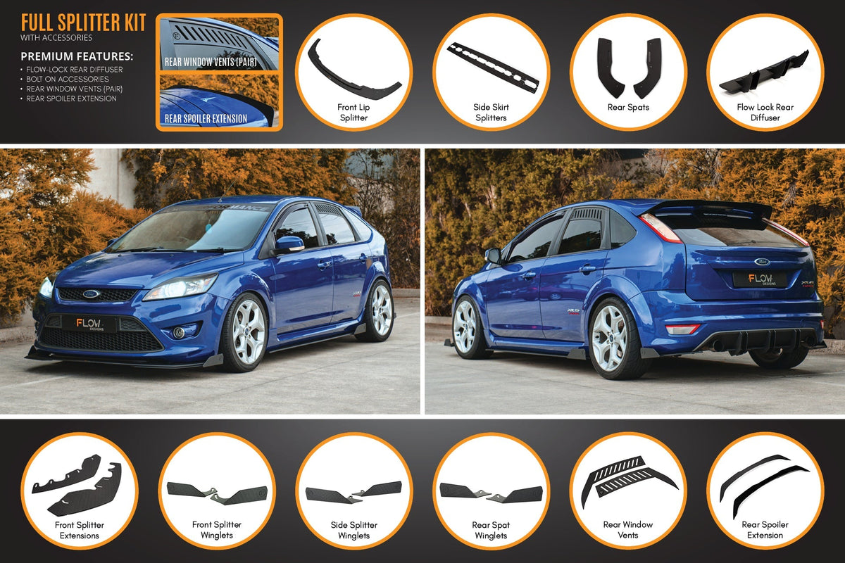 Flow Designs XR5 Focus Turbo V3 Full Lip Splitter Set
