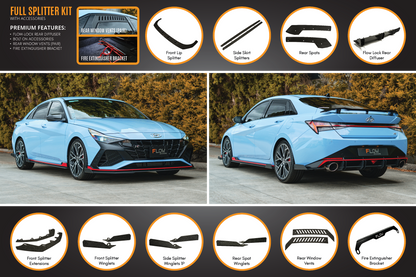 Flow Designs CN7 i30N Sedan 2021-2023 Full Lip Splitter Set