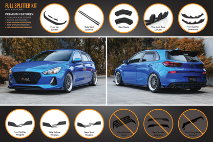 Flow Designs i30 SR Hatch (2017-2018) Full Lip Splitter Set