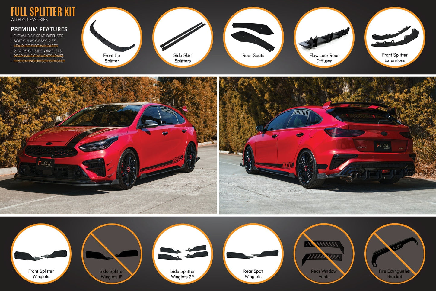 Flow Designs Cerato GT Hatch PFL Full Lip Splitter Set