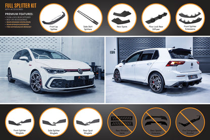 Flow Designs MK8 Golf GTI Full Lip Splitter Set