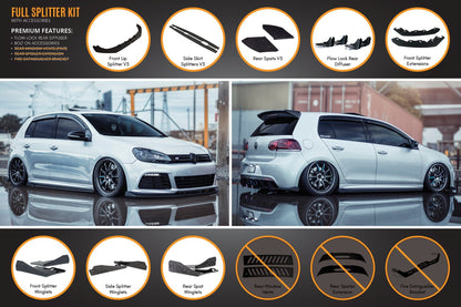 Flow Designs MK6 Golf R Full Lip Splitter Set WITHOUT Accessories