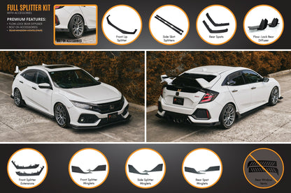 Flow Designs FK4/FK7 Civic RS Hatch PFL Full Lip Splitter Set