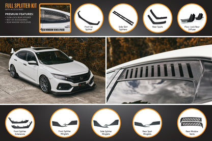 Flow Designs FK4/FK7 Civic RS Hatch PFL Full Lip Splitter Set